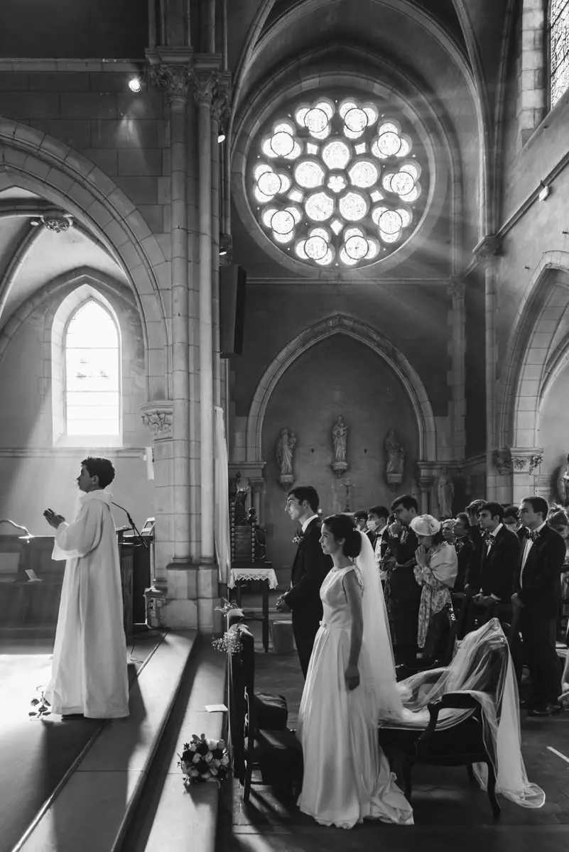 Portrait noir et blanc mariage